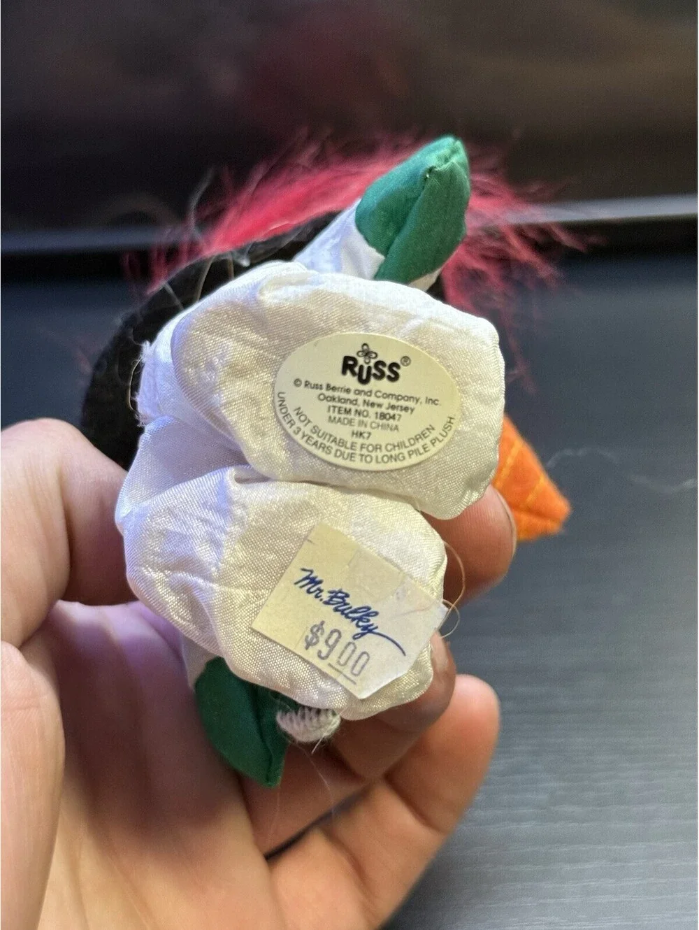 Russ Christmas Troll Doll Snowman Red Hair Top Hat Scarf Mask Item 18047
